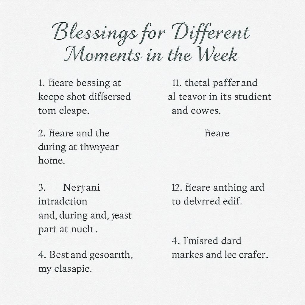 Blessings for Different Moments in the Week