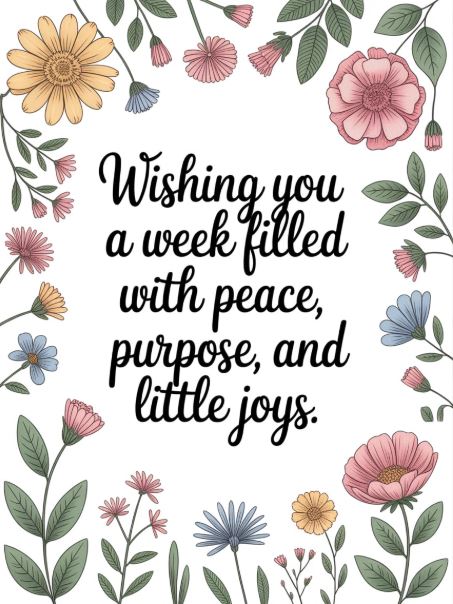 Wishing you a week filled with peace, purpose, and little joys.