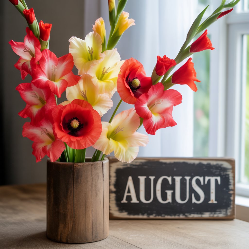 August – Gladiolus & Poppy