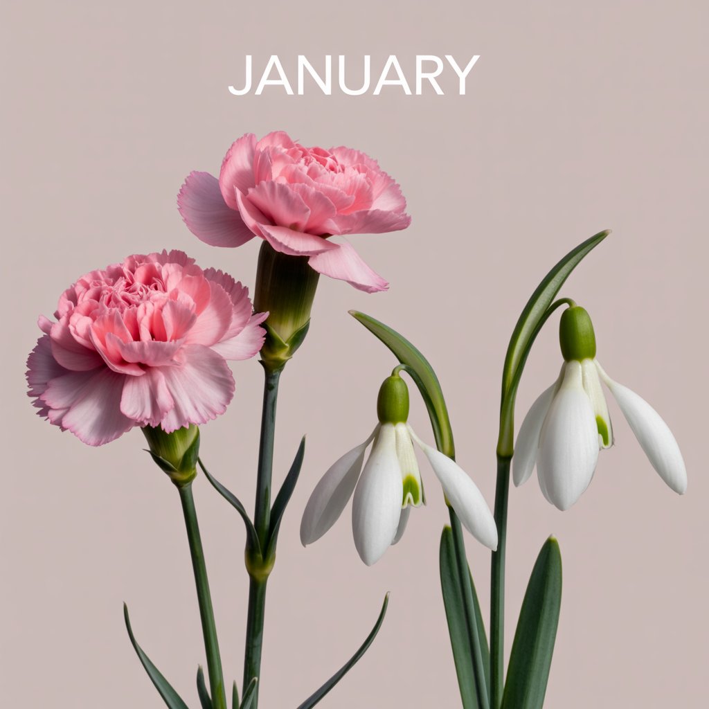 January – Carnation & Snowdrop
